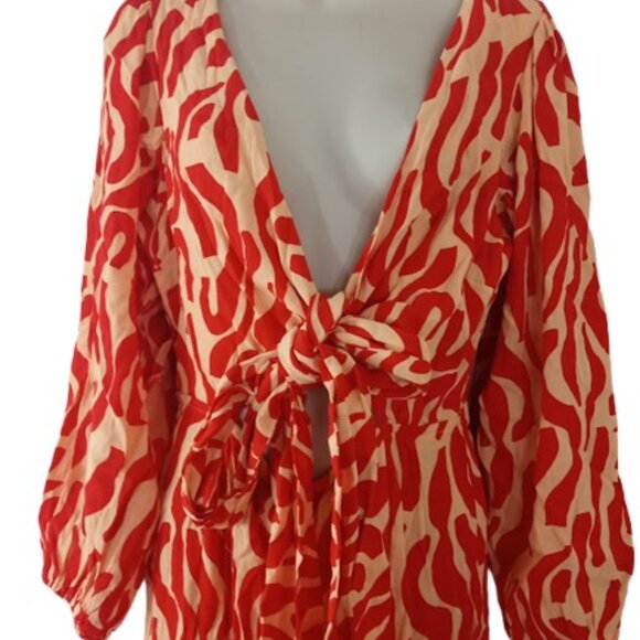 Anthropologie Faithful The Brand Womens Jumpsuit in Coral Cream LaCateau Print 2 - Picture 7 of 9